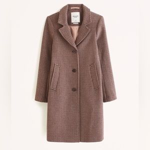 Abercrombie Wool Blend Dad Coat in Houndstooth